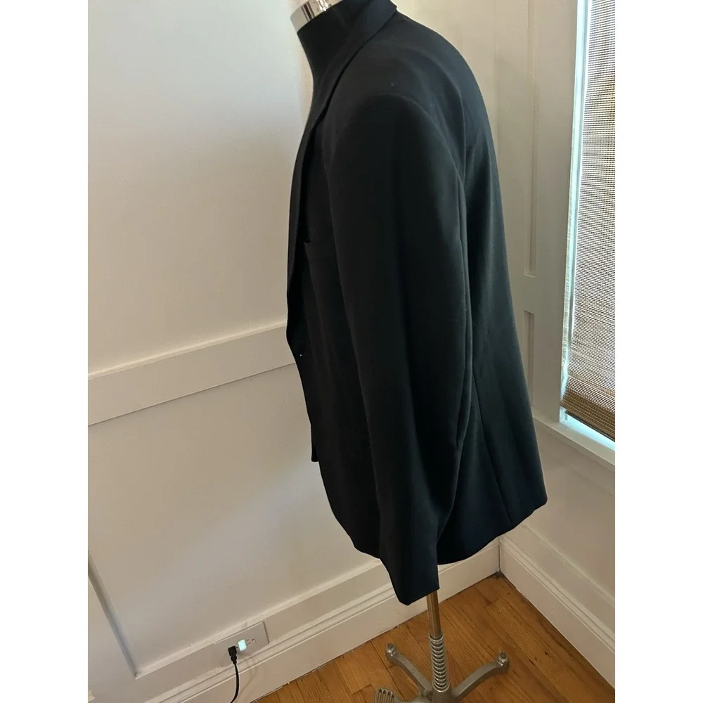 Vtg Austin Reed Navy Blue Gold Logo Button Blazer Sport Coat 42 Made USA